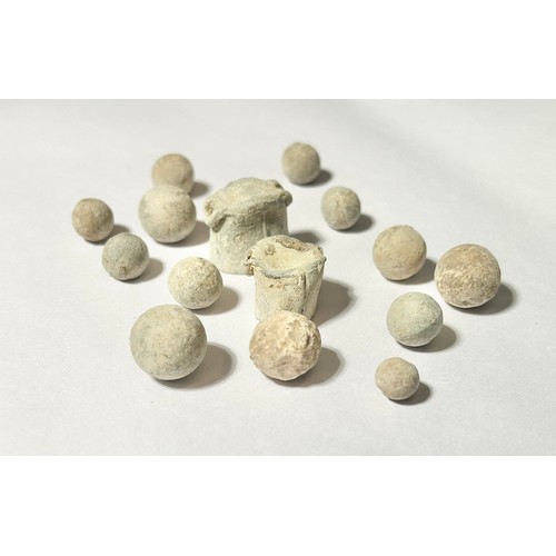 76 - English Civil War Lead Shot & Powder Measure Group. Circa 17th century CE. To include, two measu... 