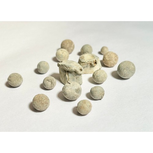 76 - English Civil War Lead Shot & Powder Measure Group. Circa 17th century CE. To include, two measu... 