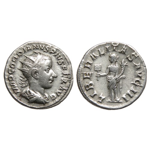 137 - Gordian III Antoninianus. Rome, 240 AD. Silver, 4.37g. 22 mm. Radiate and draped bust right, IMP GOR... 