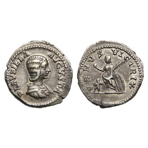 132 - Plautilla Denarius. Rome, 204 AD. Silver, 3.23g. 20 mm. Draped bust right, PLAVTILLA AVGVSTA. R. VEN... 