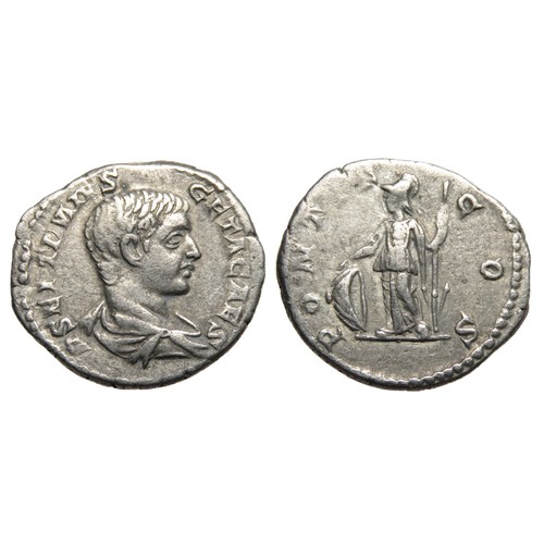 133 - Geta Denarius. Rome, 207 AD. Silver, 3.45g. 19 mm. Laureate and draped bust right, P SEPTIMIVS GETA ... 