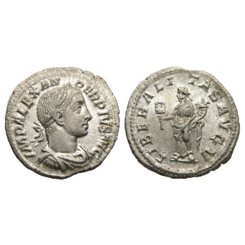 135 - Severus Alexander Denarius. Rome, 233 AD. Silver, 3.12g. 20 mm. Laureate and draped bust right, IMP ... 