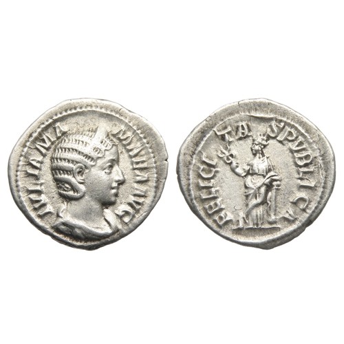 134 - Julia Mamaea Denarius. Rome 228 AD. Silver, 3.34g. 21 mm. Draped bust right, IVLIA MAMAEA AVG. R. FE... 