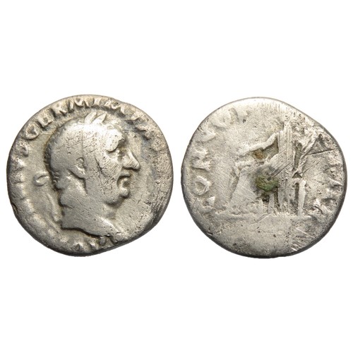 122 - Vitellius Denarius. Rome, AD 69. Silver, 18mm, 2.58g. Laureate bust right, A VITELLIVS GERM IMP AVG ... 