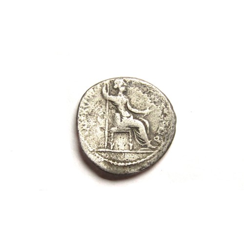 119 - Tiberius Denarius Tribute Penny. Ludunum, after AD 16. Silver, 3.44g. 18mm. Laureate head right, TI ... 