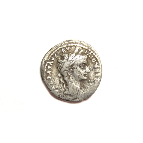 119 - Tiberius Denarius Tribute Penny. Ludunum, after AD 16. Silver, 3.44g. 18mm. Laureate head right, TI ... 