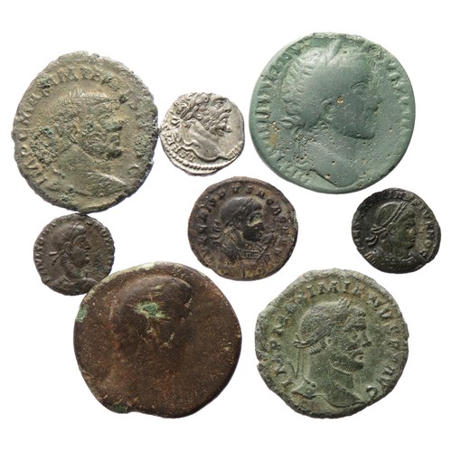 147 - Roman Coin Group. Circa 2nd - 4th century AD. Largest 30mm. To include silver and bronze coins from ... 