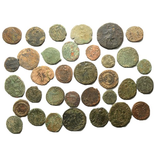 Roman bronze coin group, 2nd - 4th century AD, including coins of ...