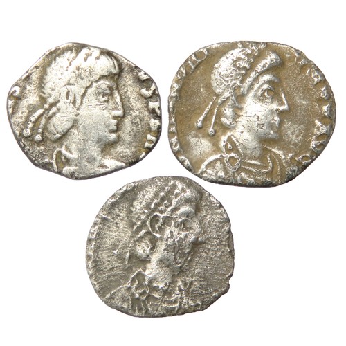 152 - Roman Silver Coin Group (3). Circa 4th century AD. To include, three siliqua of Arcadius and Gratian... 