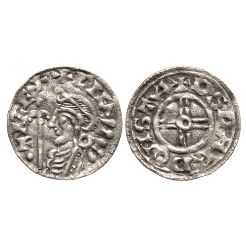 168 - Cnut Short Cross Penny. Circa 1029-1035 AD. Stamford mint. Silver, 0.89g. 18mm. Diademed bust left w... 