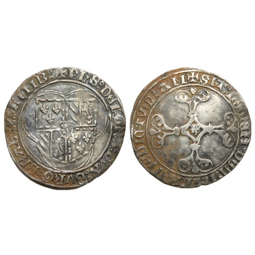 264 - Phillip II Brabant Double Patard, 1430-67 AD. Silver, 29mm, 2.99g. PHS DEI GRA DVX BVRG BRAB Z LIMB,... 