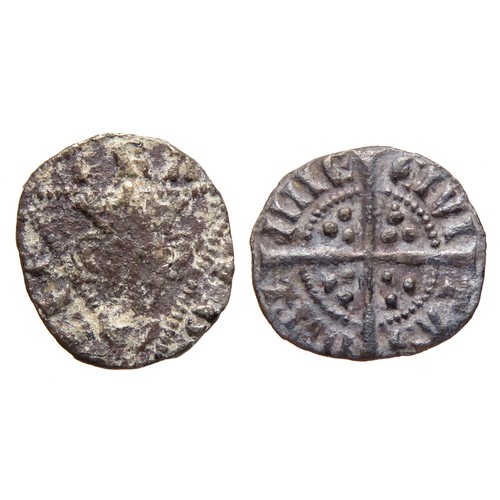 204 - Edward I Farthing. Dublin. Silver, 11mm, 0.35g. Crowned facing bust within triangle, +ERA NG LIE. R.... 