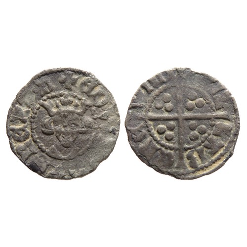 207 - Edward II Halfpenny, Berwick. Silver, 15mm, 0.61g. Crowned facing bust, +EDWARDVS REX AN. R. Cross w... 