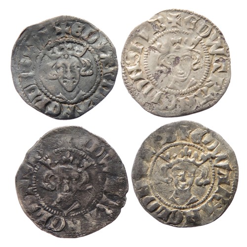 221 - English Hammered Silver Pennies (4). Circa 13th-14th century AD. Coins from the reigns of Edward I a... 