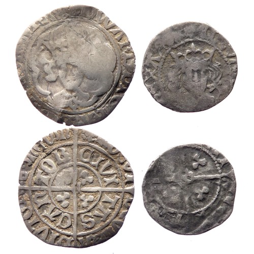 249 - Edward IV halfgroat and penny. 20mm, 1.20g & 15mm, 0.69g. Second Reign, 1471-83 AD. Halfgroat of... 