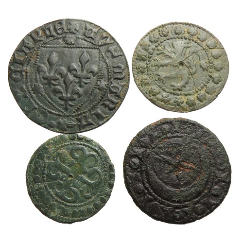 267 - Medieval Jetton Group (4). Circa 12th-15th century AD. To include a french type and three English pe... 