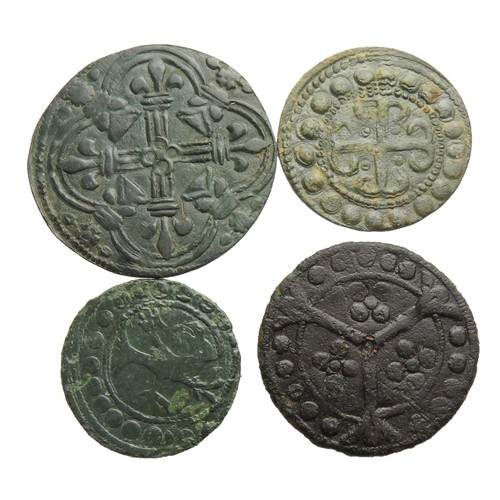 267 - Medieval Jetton Group (4). Circa 12th-15th century AD. To include a french type and three English pe... 