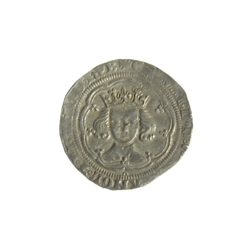 213 - Edward III Groat. London mint, series G. Silver, 4.49g. 26mm. Crowned facing bust, annulet below. +E... 