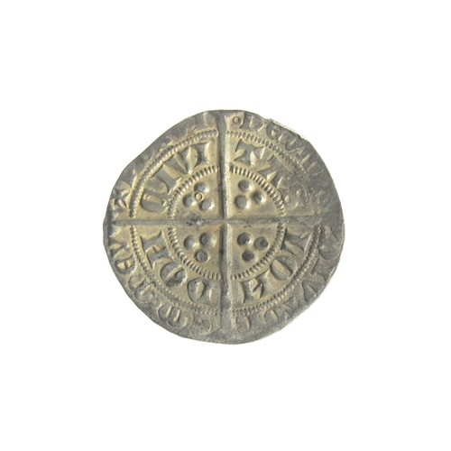 213 - Edward III Groat. London mint, series G. Silver, 4.49g. 26mm. Crowned facing bust, annulet below. +E... 