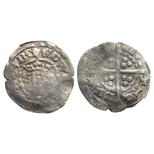 206 - Edward II Penny, 1307-27 AD. Durham, Bishop Beaumont. mm Lion and lis. Silver, 20mm, 1.16g. Crowned ... 