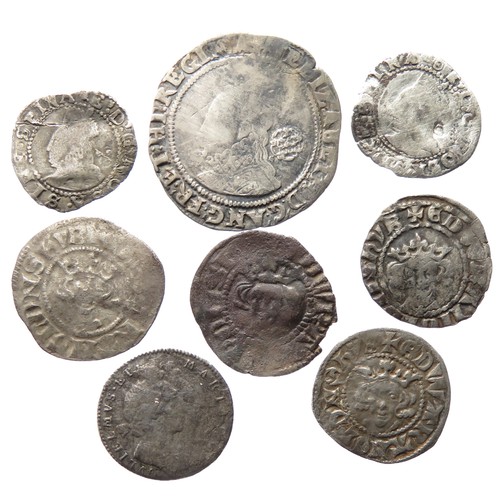 272 - English Medieval and Tudor Hammered Silver Coin Group (8). Circa 13th-16th century AD. Largest 26mm.... 