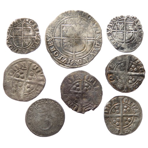 272 - English Medieval and Tudor Hammered Silver Coin Group (8). Circa 13th-16th century AD. Largest 26mm.... 