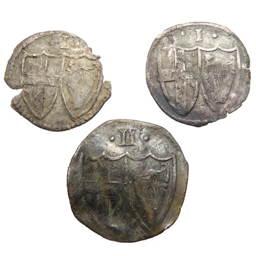 333 - Commonwealth Coin Group (3). 1649-90 AD. Halfgroat and two pennies. 16mm, 0.87g & 15mm, 0.39g. R... 