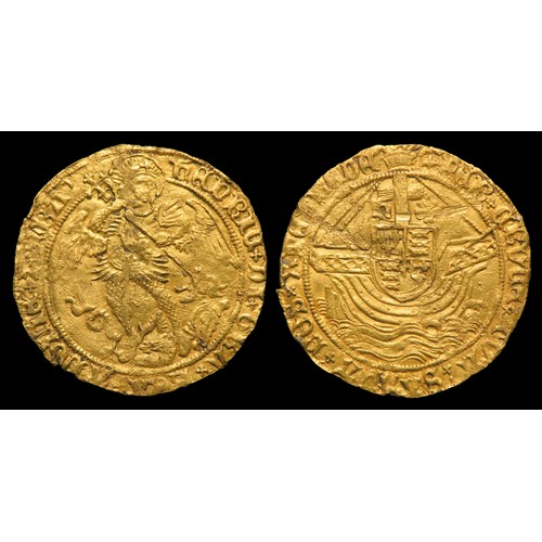 273 - Henry VII Angel, 1485-1509 AD. Type III mule. Gold, 5.17g. 28mm. Mint mark anchor on reverse only. S... 