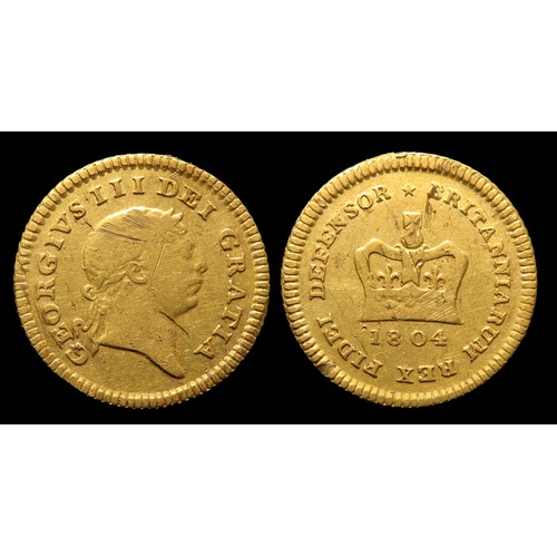 355 - George III One Third Guinea 1804. Gold, 17mm, 2.75g. Second laureate head right, GEORGIVS DEI GRATIA... 