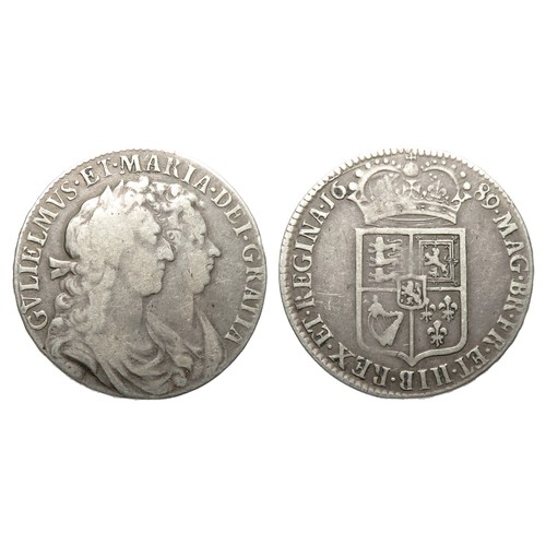 339 - William & Mary Halfcrown. 1689. Silver, 14.66g. 33mm. Conjoined busts right, GVLIELMVS ET MARIA ... 