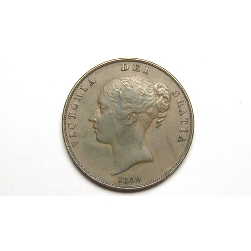 378 - Victoria Penny 1859. Copper, 18.73g. 34 mm. Young head left, date below. VICTORIA DEI GRATIA. R. BRI... 