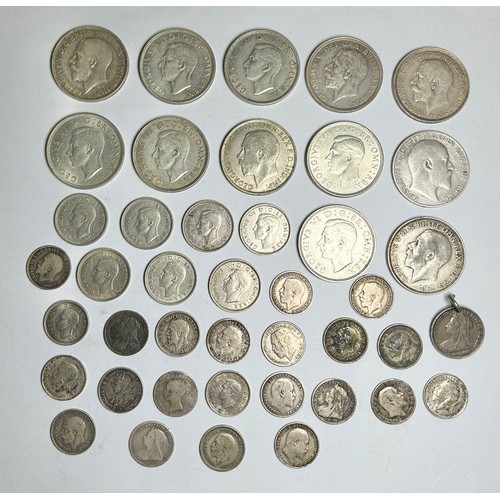 384 - Collection of Pre 1921 & 47 silver coins. 70 grams .925 & 120 grams .500.