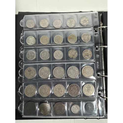 392 - A Collectors Folder, containing British coins and tokens. A quantity of silver, pre 21 and 47. Some ... 