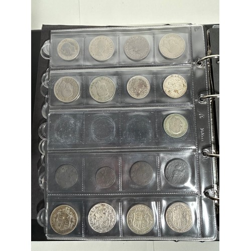 392 - A Collectors Folder, containing British coins and tokens. A quantity of silver, pre 21 and 47. Some ... 