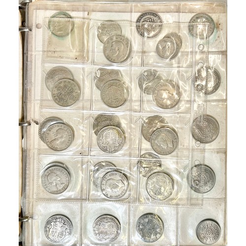 393 - Large Collection of British Coins in a red collectors folder to include, coinage from the reigns of ... 