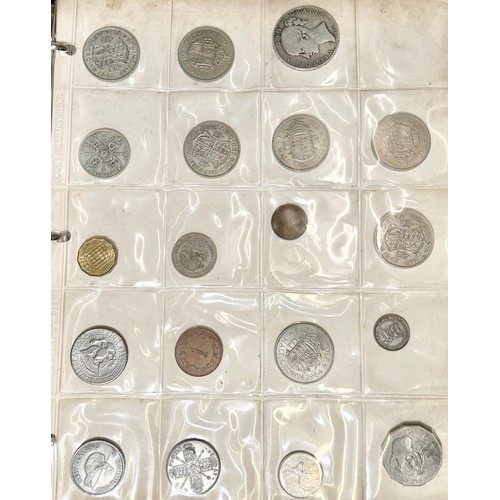 393 - Large Collection of British Coins in a red collectors folder to include, coinage from the reigns of ... 