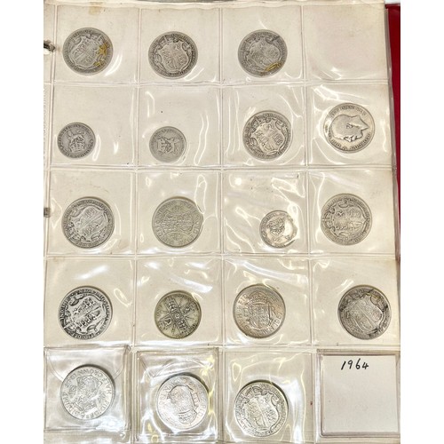 393 - Large Collection of British Coins in a red collectors folder to include, coinage from the reigns of ... 