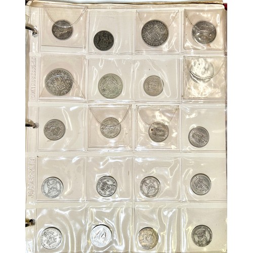 393 - Large Collection of British Coins in a red collectors folder to include, coinage from the reigns of ... 