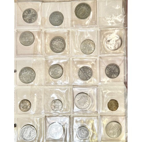 393 - Large Collection of British Coins in a red collectors folder to include, coinage from the reigns of ... 