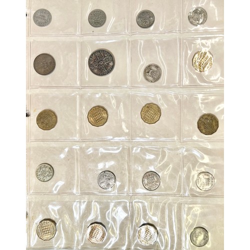 393 - Large Collection of British Coins in a red collectors folder to include, coinage from the reigns of ... 