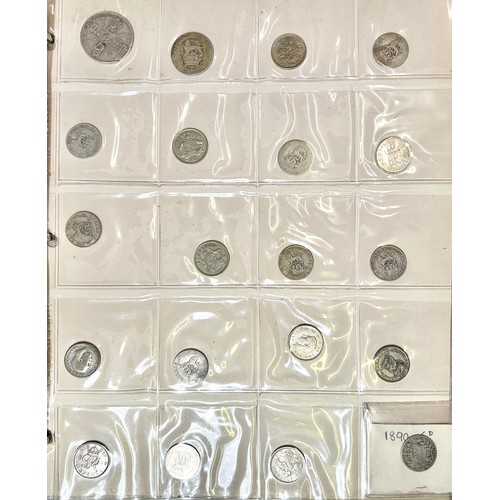 393 - Large Collection of British Coins in a red collectors folder to include, coinage from the reigns of ... 