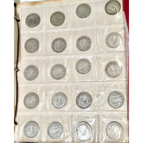 393 - Large Collection of British Coins in a red collectors folder to include, coinage from the reigns of ... 