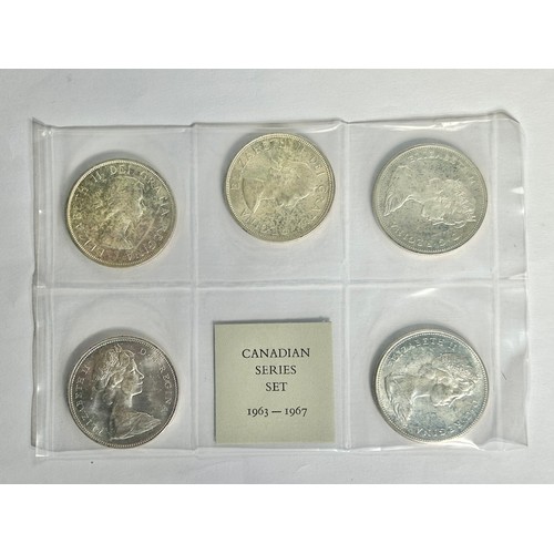 394 - Collection of Uncirculated Canada Silver Dollars (15). 2 x Canadian Series Sets, 1963-1967 & 5 x... 