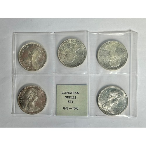 394 - Collection of Uncirculated Canada Silver Dollars (15). 2 x Canadian Series Sets, 1963-1967 & 5 x... 