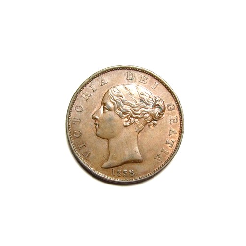 379 - Victoria Copper Halfpenny. 1838. 9.46g, 28mm. Young head left, VICTORIA DEI GRATIA. R. Britannia sea... 