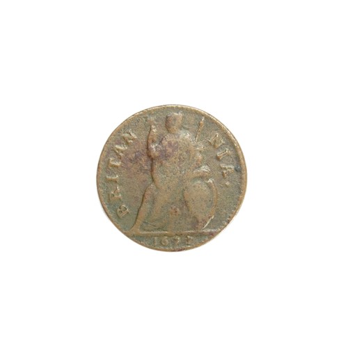 338 - Charles II 1672 Farthing. Copper, 5.17g. 22mm. Laureate bust left, CAROLVS II CAROLO. R. BRITANNIA, ... 