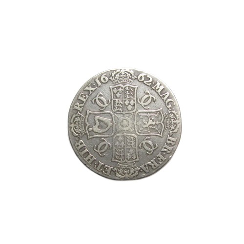 336 - Charles II Crown 1662. Silver, 29.50g. 39mm. Laureate bust right, rose below. CAROLVS II DEI GRA. R.... 