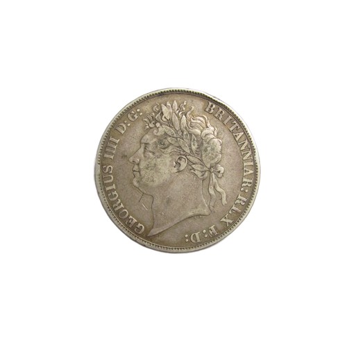 359 - George IV 1821 Crown. Silver, 28g. 38mm. Laureate bust left, GERGIUS IIII D G BRITANNIAR REX F D. R.... 