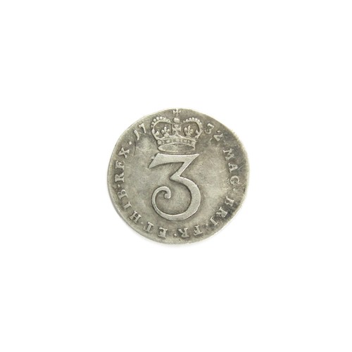 352 - George II Threepence 1732. Silver, 1.42g. 18mm. Young laureate and draped bust left, GEORGIVS II DEI... 