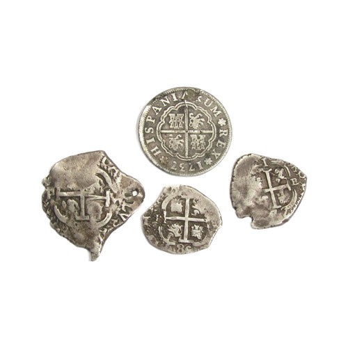 335 - Spanish Silver (4). 17th & 18th century pieces to include. 2 x two reals, 22mm/20mm. 3.61g/3.49g... 